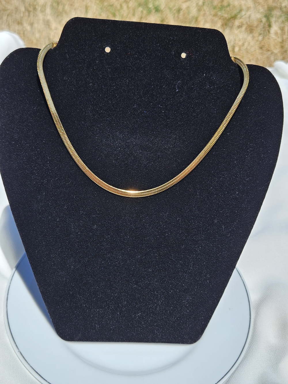 Elegant Gold Herringbone Necklace - Women's Jewelry